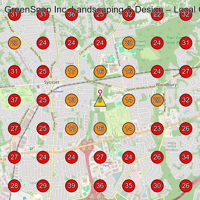 GreenSnap Inc. Landscaping & Design GeoGrid visibility map for Landscape Designer in Syosset